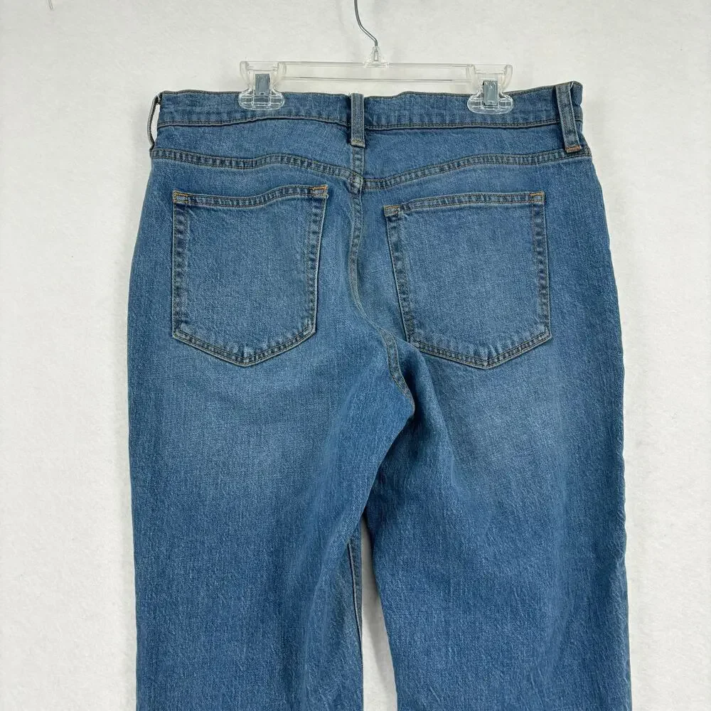 J. Crew Mid Rise Flare Crop Jeans‎ Stretch Denim Button Fly Women's Size 28